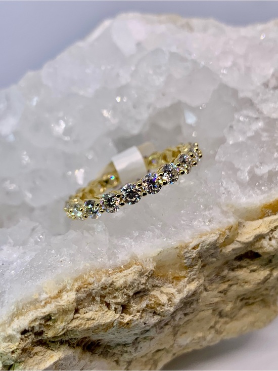 Jewelry - Yellow Gold Moissanite Eternity Band Infinity Anniversary Ring Wedding Band GRA
